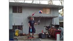 Most Consecutive Catches Juggling Two Clubs In One Hand While Hovering A Beach Ball With A Leaf Blower And Balancing On A Rola Bola
