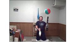 Most Consecutive Catches Juggling Two Clubs In One Hand While Kneeling And Hovering A Ball With A Leaf Blower 