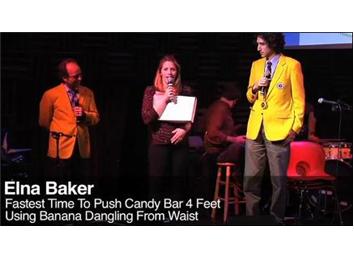 Fastest Time To Push A Candy Bar Four Feet Using Banana Dangling From Waist