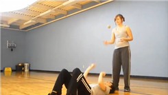 Most Cascade Patterns Stolen By A Female Juggler From A Male Juggler Lying On His Back
