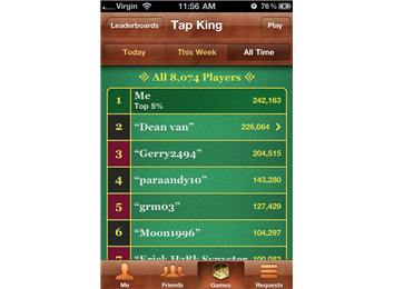 Most Times Featured In Top 100 On iPhone Game Center Leaderboards