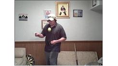 Most Consecutive Tennis Ball Bounces On Alternate Sides Of A Rubber Mallet While Spinning A Toothbrush In The Other Hand