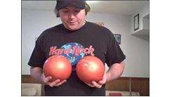 Most Consecutive Catches While Juggling Two Five Pound Exercise Balls And Spinning A Toothbrush On One Finger