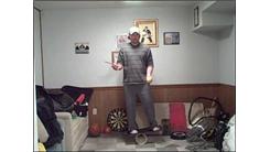 Most Thumb-Arounds With A Drum Stick While Juggling Two Tennis Balls In The Other Hand And Standing On A Rola Bola In 30 Seconds