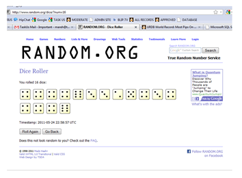 Most Dice With Four Pips On 16 Virtually-Rolled Dice