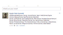 Most Songs With "Cancer" In The Title Listed In A Facebook Status Update