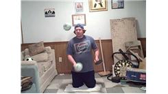 Most Consecutive Table Tennis Ball Bounces On Alternating Sides Of Paddle While Juggling Two Five-Inch Balls While Kneeling