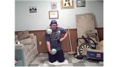 Most Consecutive Golf Ball Bounces On A Rubber Mallet While Juggling Two Five-Inch Balls While Kneeling
