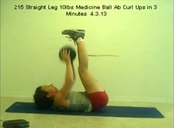 Most Straight Leg Curl-Ups With A 10 Pound Medicine Ball In Three Minutes