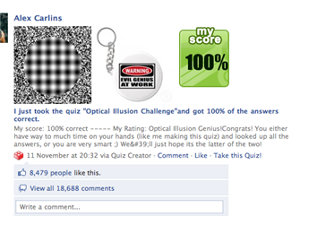 Most Comments On A Facebook Quiz Result
