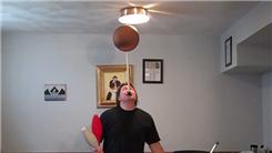 Most Catches With Four Clubs While Spinning A Basketball On A Mouthstick Held In Mouth