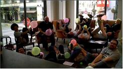 Largest Group To Inhale Helium And Sing "I Think We're Alone Now" While Hogtied