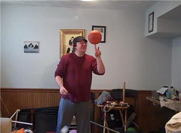 Most Playing Cards Dealt Individually With One Hand While Spinning a Mini Basketball on One Finger 
