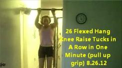 Most Consecutive Flexed Hang Knee Raise Tucks In One Minute With Five-Pound Weight On Each Ankle