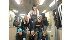 Largest Human Pyramid On A Moving Subway