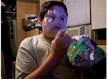Most Pieces Of Tape Taped To Face At Once