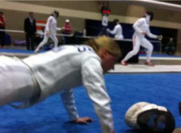 Most Piste-Side Push-Ups At A North American Cup Epée Bout While Wearing Fencing Whites