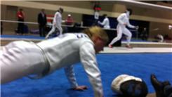 Most Piste-Side Push-Ups At A North American Cup Epée Bout While Wearing Fencing Whites
