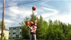 Most Behind-The-Back Throws While Juggling Three Basketballs