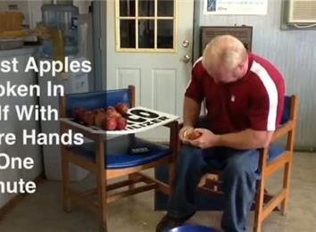 Most Apples Broken In Half With Bare Hands In One Minute