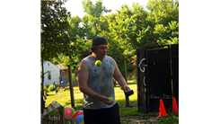 Most Consecutive Golf Ball Bounces On Alternating Sides Of A Rubber Mallet While Juggling Two Tennis Balls