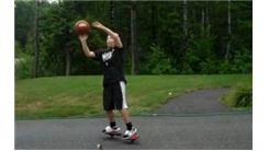 Farthest Basketball Shot Made While Riding A Ripstik