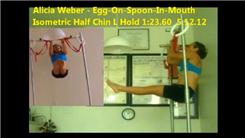 Longest Time To Perform A Halfway Chin-Up Isometric L-Hold With An Egg Held On A Spoon In The Mouth