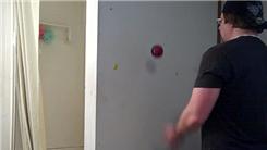 Most Consecutive Tosses Juggling Three Balls Off Of A Wall In A Cascade Pattern
