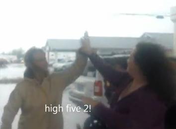 Most People High Fived In A Rainy Parking Lot 