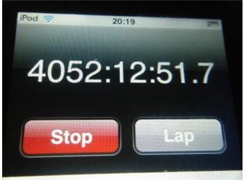 Most Hours Logged On An iPod Stopwatch