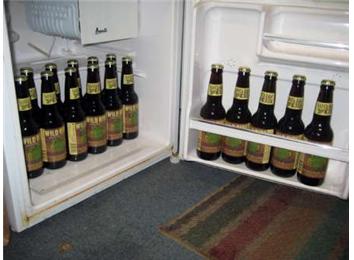 Most Microbrew Beers With Same Label Faced Forward In A Microfridge