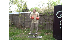 Most Table Tennis Ball Bounces Back And Forth Between Two Mini Basketballs While Standing On A Rola Bola