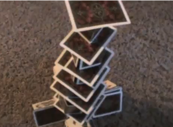 Tallest Quadruple Spread Square Stack Using One Deck