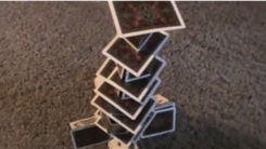 Tallest Quadruple Spread Square Stack Using One Deck
