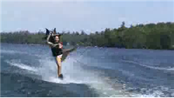 Longest Time Slalom Waterskiing While Holding An Umbrella