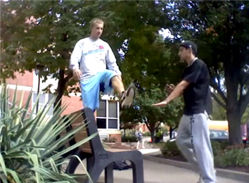 Most Karate Kicks On A Park Bench In 30 Seconds