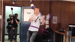 Most Catches Juggling Three Clubs While Hula Hooping And Unicycling