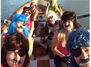 Fastest Figure 8 Whaleboat Row By A Crew Wearing Wigs, Mustaches, And Eye Patches