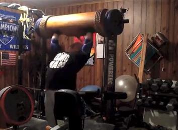 Heaviest Overhead Wooden Log Press (Athlete Under 235 Lbs.)