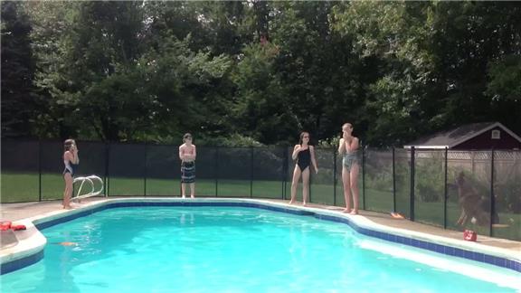 Most Swimming Pool Cannonballs By Four People In One Minute