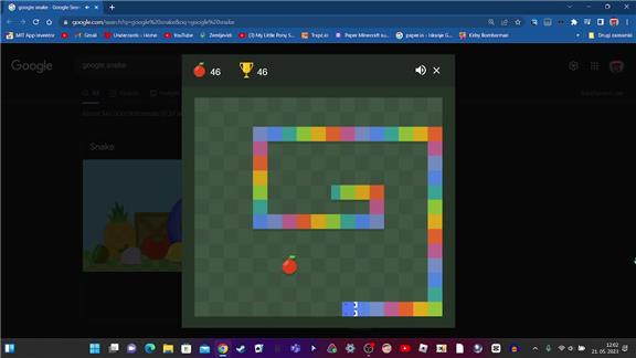 Most Apples Collected In Google Snake, World Record