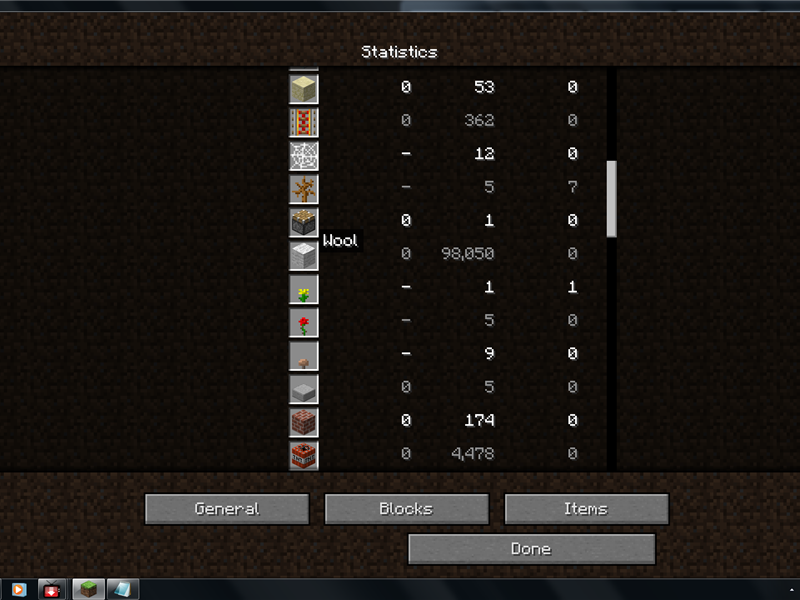 Most Wool Blocks Placed In 