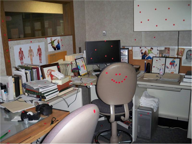 Most Red Sticker Dots In An Office Cubicle