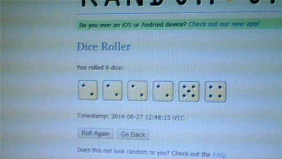 Most Dice With Two Pips on Six Virtually Rolled Dice