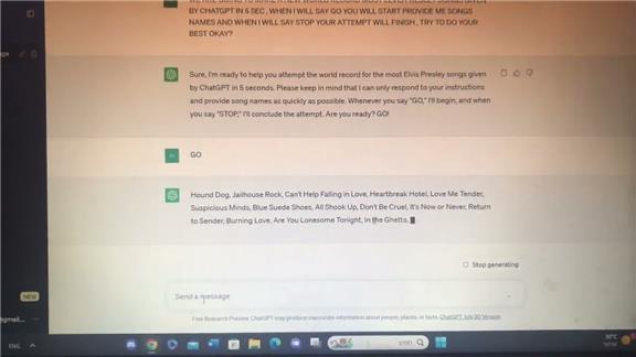 Most Elvis Presley Song Names Given by ChatGPT in 5 Sec
