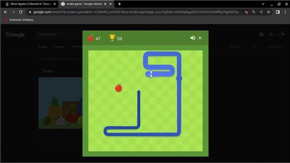 I got 100 Apples in Google Snake Game : r/notinteresting