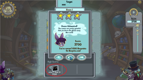 Highest Score in Ghoul Catchers - House 1