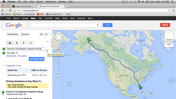 Longest Driving Route Calculated In Google Maps