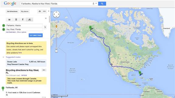 Longest Cycling Route Calculated In Google Maps