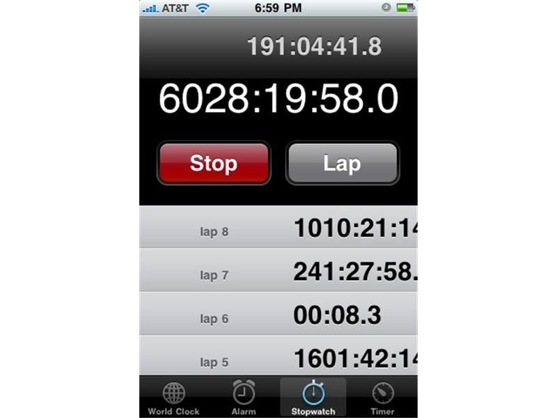 Most Hours Logged On An iPhone Stopwatch
